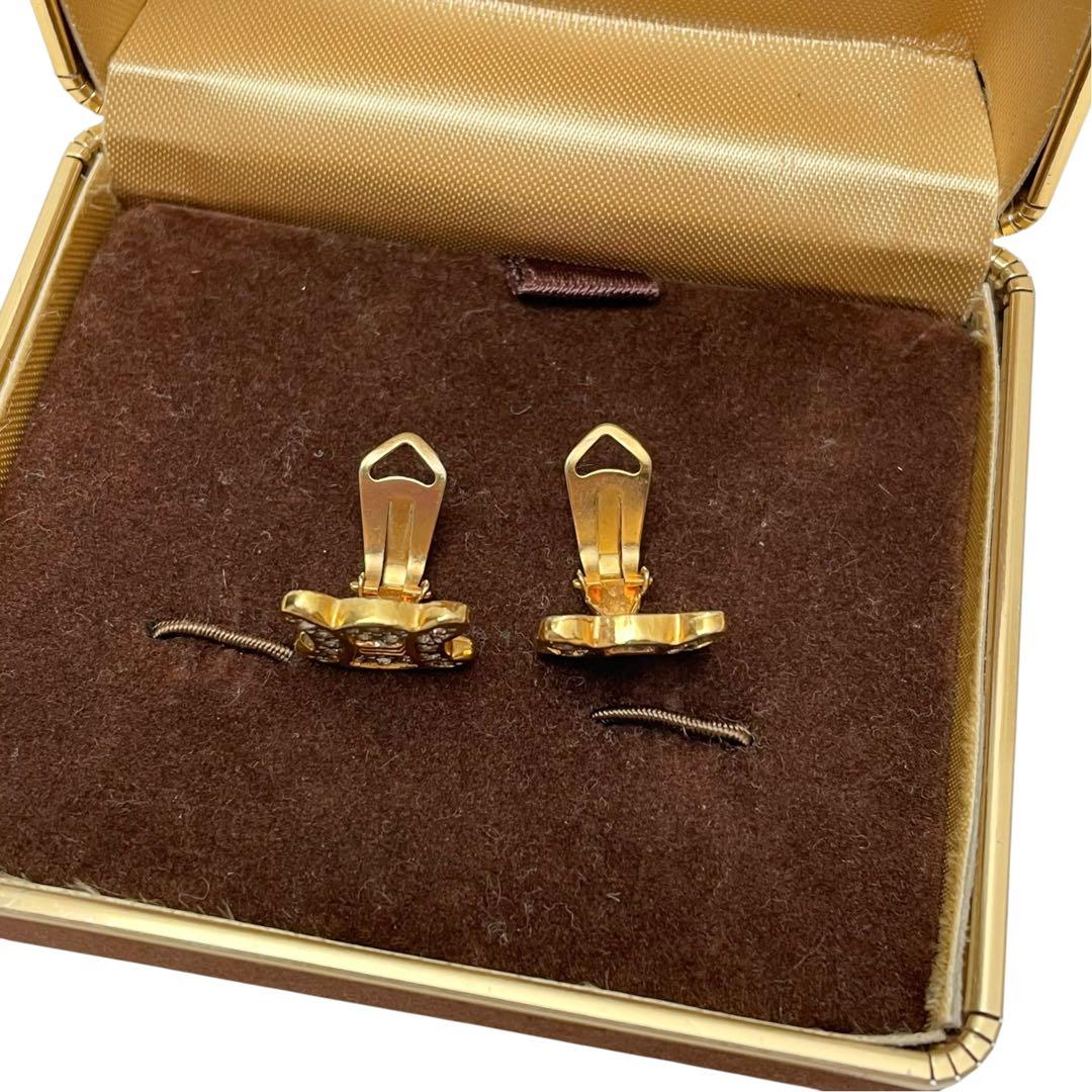 Celine Triomphe Rhinestone Earrings Gold — view 8