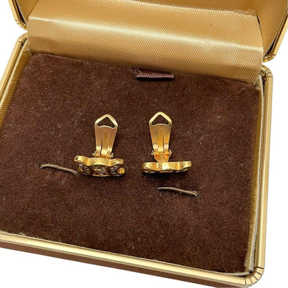 Celine Triomphe Rhinestone Earrings Gold — view 8
