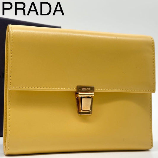 Prada Trifold Compact Leather Wallet Logo