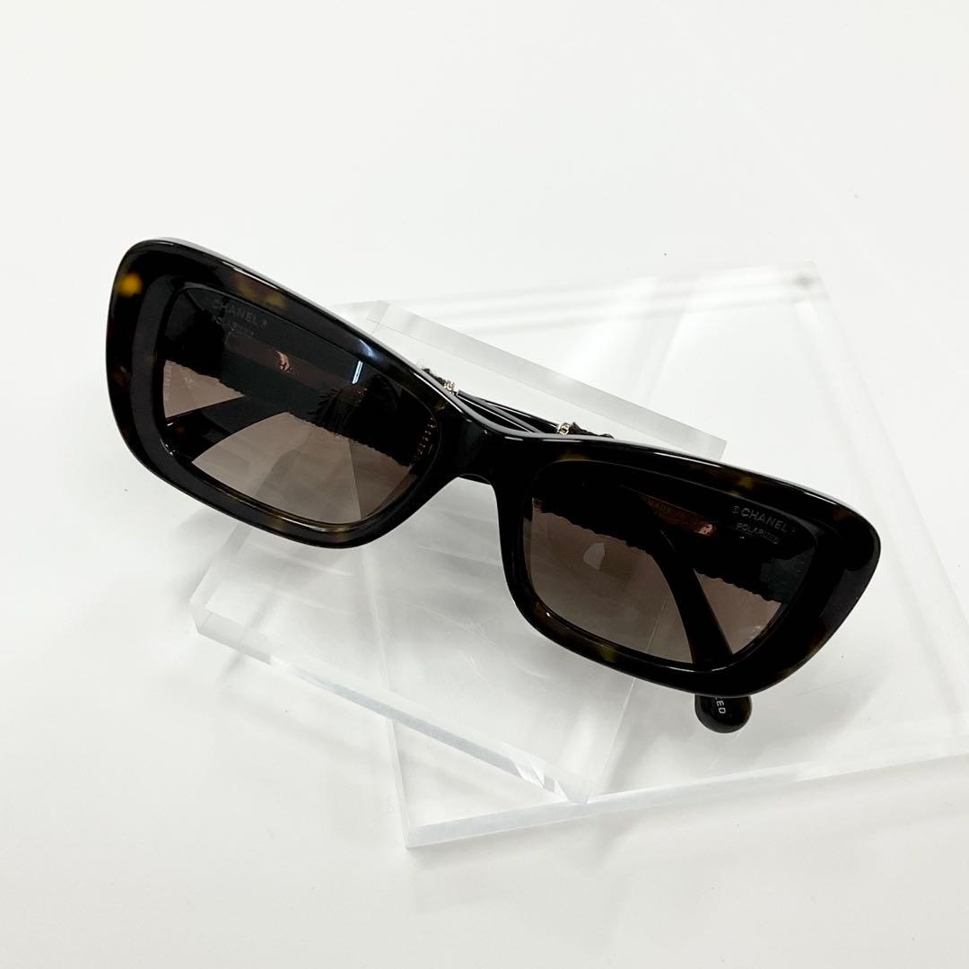 Chanel Sunglasses Tweed Chain CC Logo Eyewear Brown
