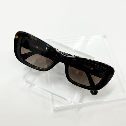 Chanel Sunglasses Tweed Chain CC Logo Eyewear Brown