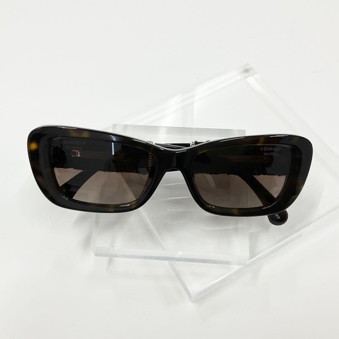Chanel Sunglasses Tweed Chain CC Logo Eyewear Brown — view 2
