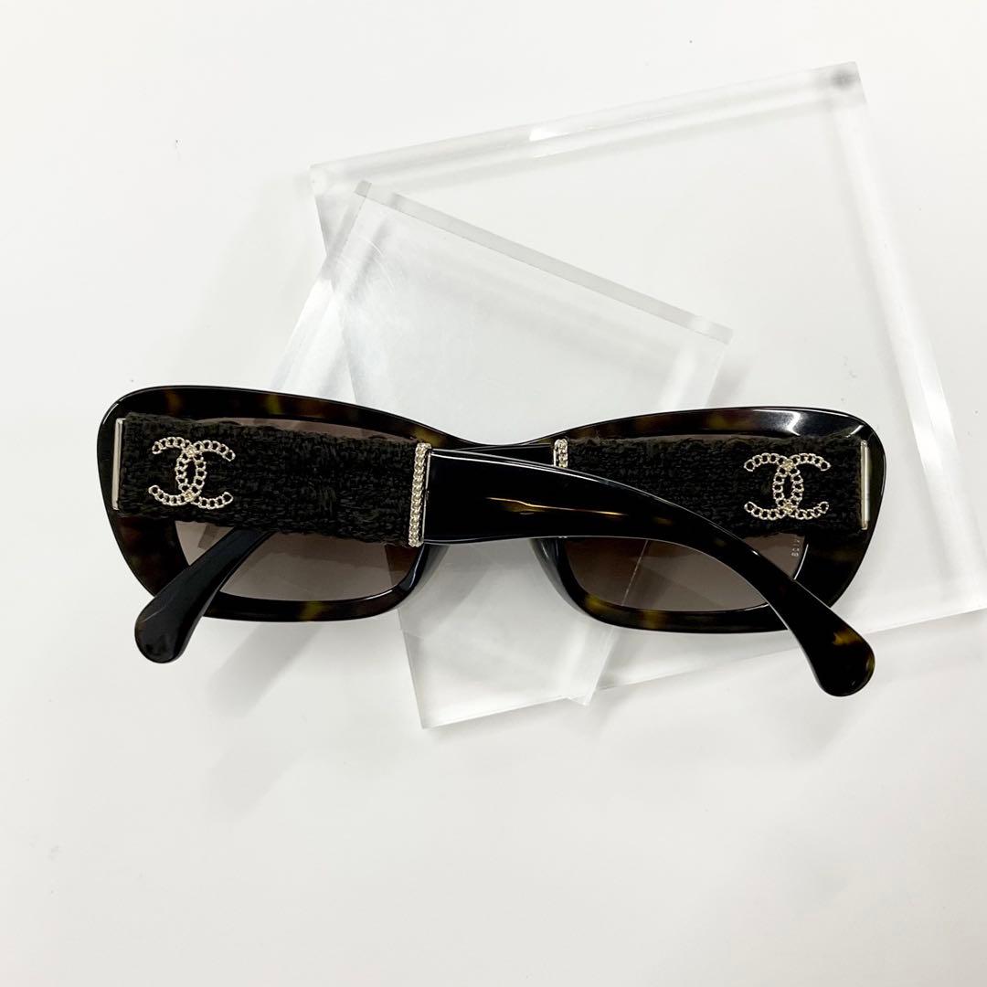 Chanel Sunglasses Tweed Chain CC Logo Eyewear Brown — view 3