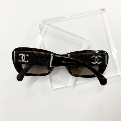 Chanel Sunglasses Tweed Chain CC Logo Eyewear Brown — view 3