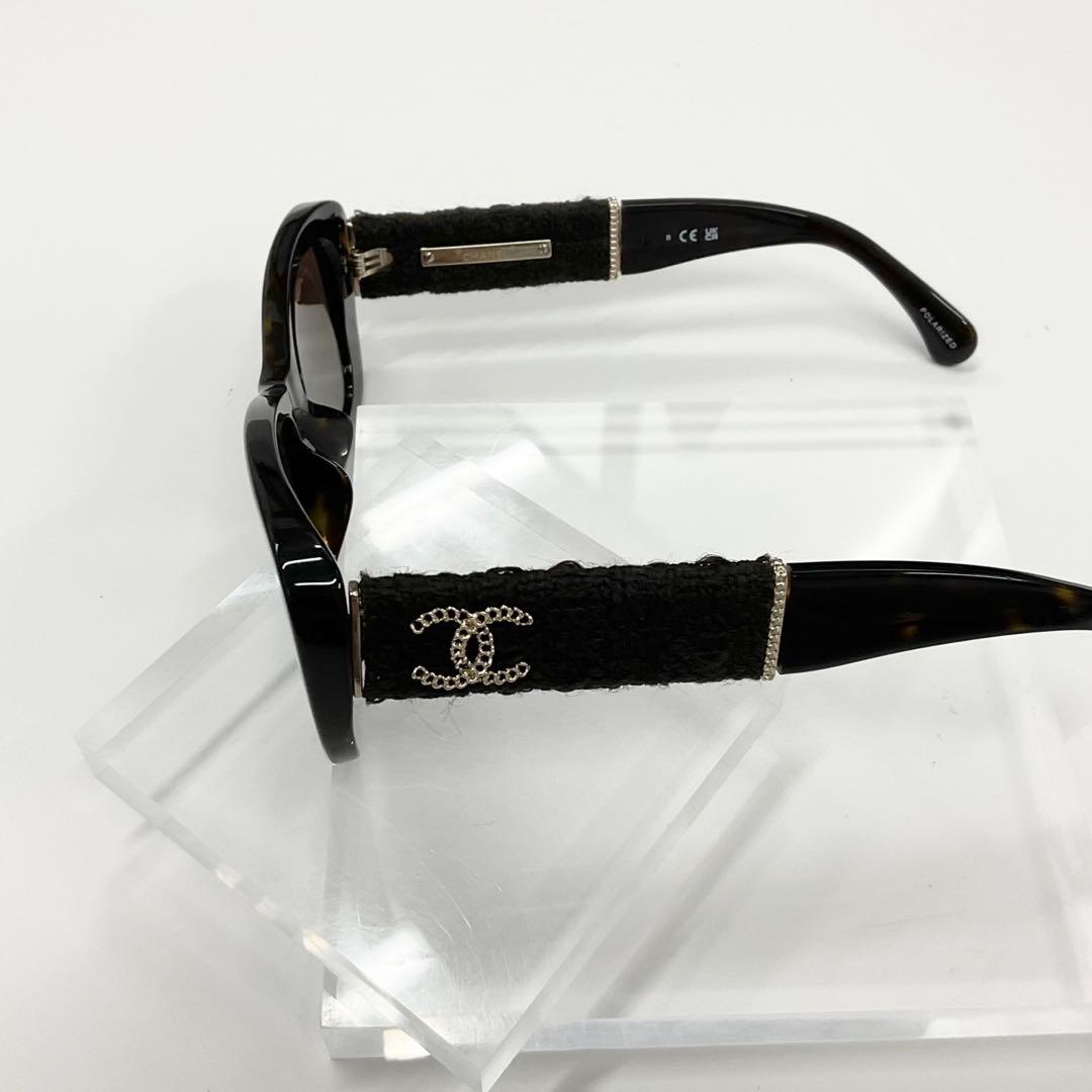 Chanel Sunglasses Tweed Chain CC Logo Eyewear Brown — view 6