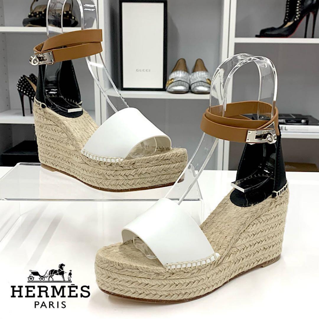 Hermes Tipoly Espadrilles Kelly Wedge Sole Sandals