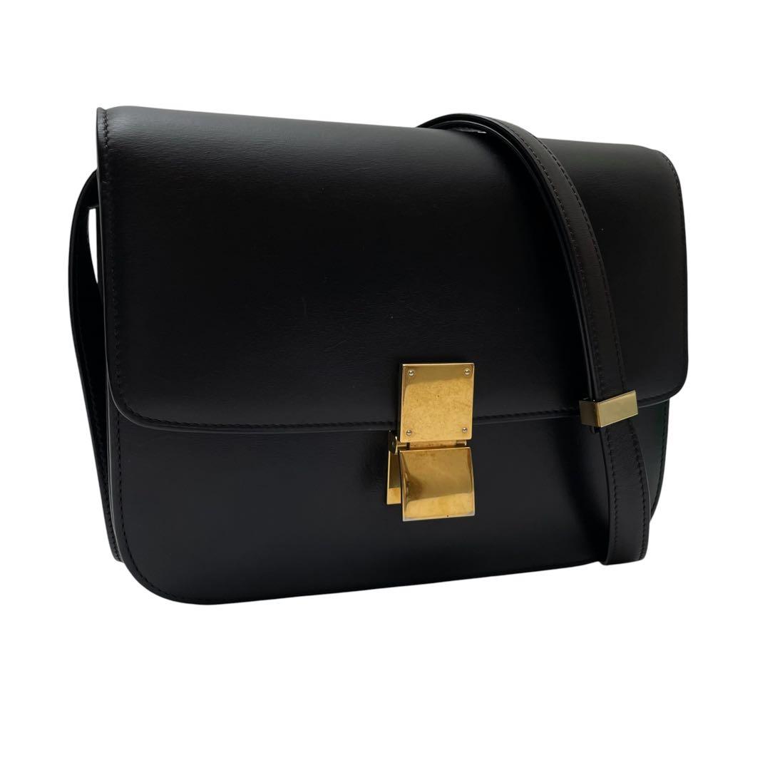 Celine Leather Classic Box Shoulder Bag Black