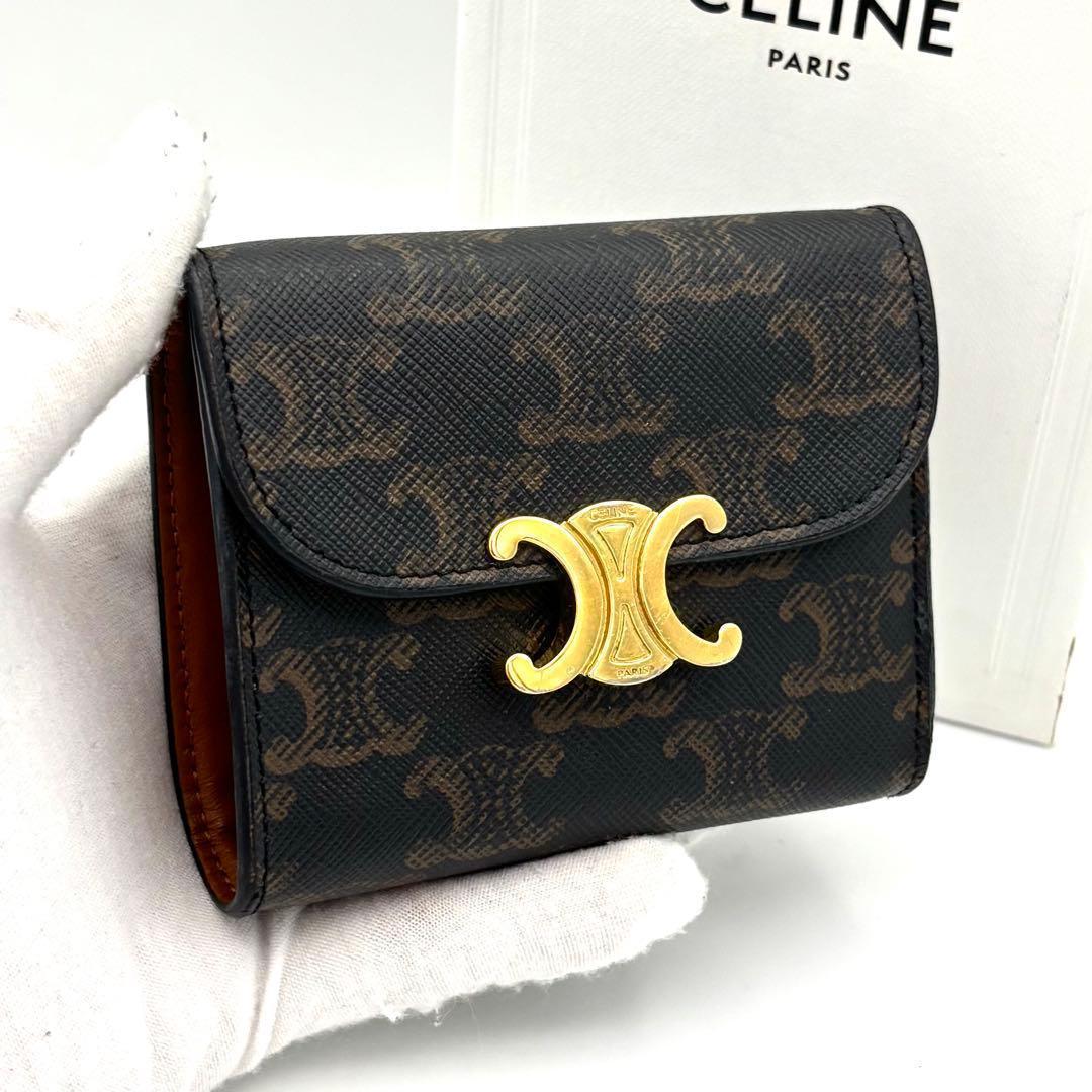 Celine Trifold Wallet Triomphe All Over Pattern Small Flap