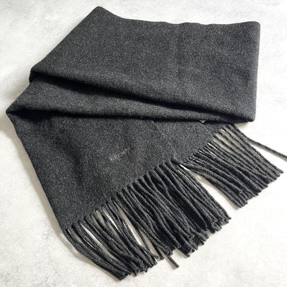 Hermes Fringe Cashmere Scarf Dark Gray