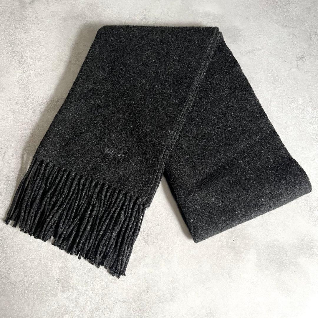 Hermes Fringe Cashmere Scarf Dark Gray — view 2