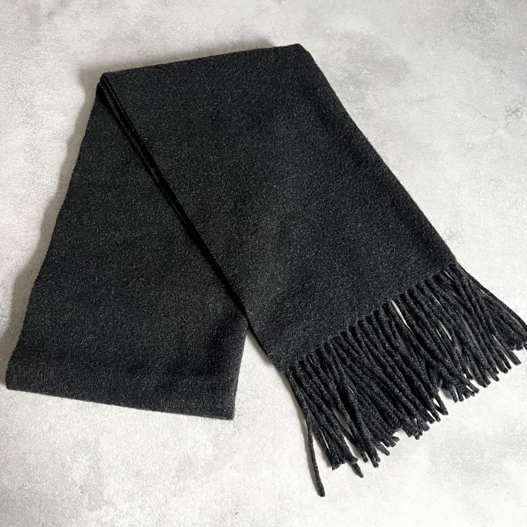 Hermes Fringe Cashmere Scarf Dark Gray — view 3