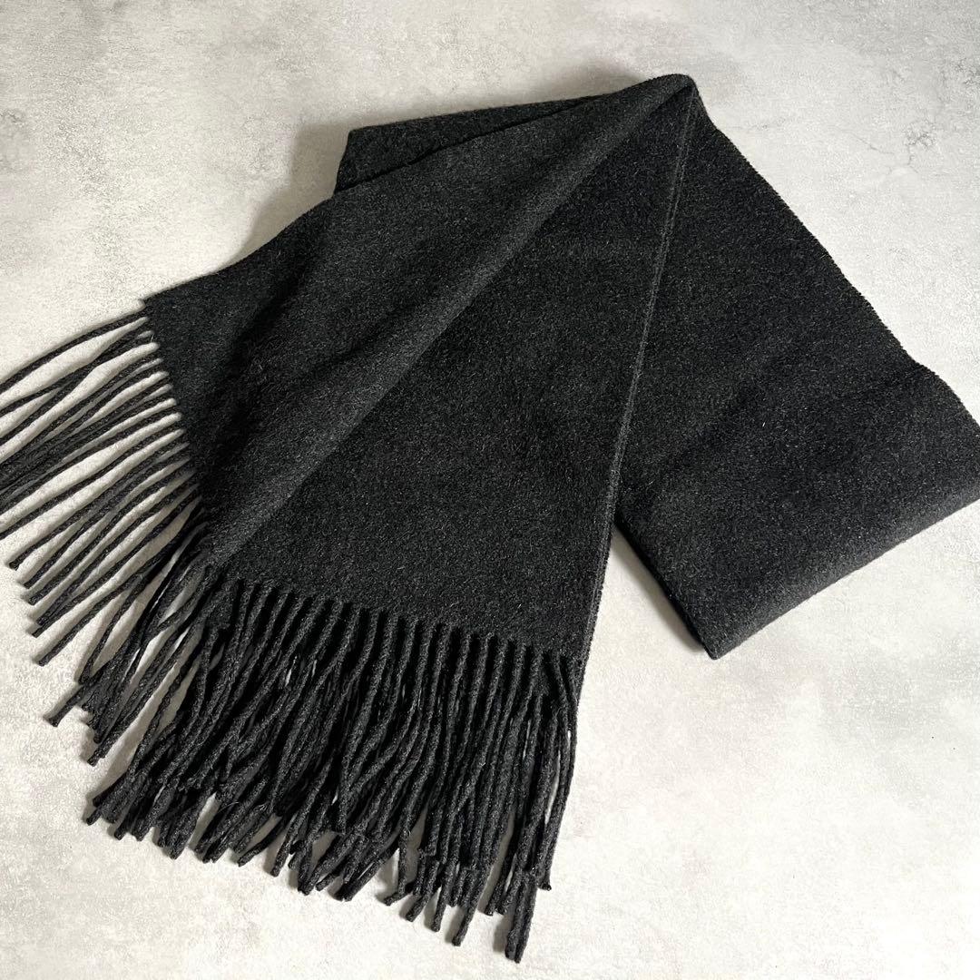Hermes Fringe Cashmere Scarf Dark Gray — view 4