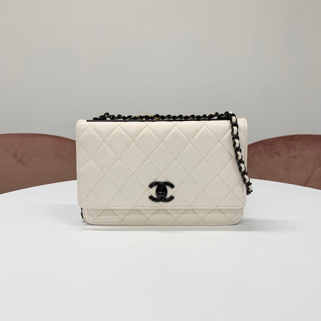 Chanel Lambskin Turnlock Shoulder Bag Chain Wallet