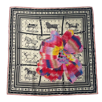 Hermes Carre 55 Horsewear Kyoto Marble Flower Silk