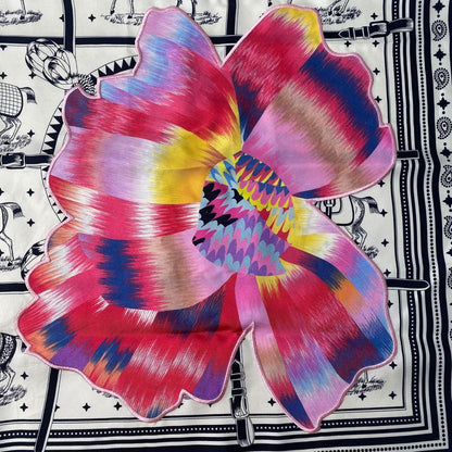 Hermes Carre 55 Horsewear Kyoto Marble Flower Silk