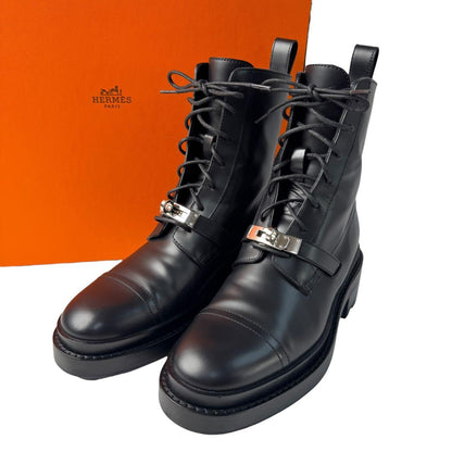 Hermes Funk Kelly Boots 35 Leather Black