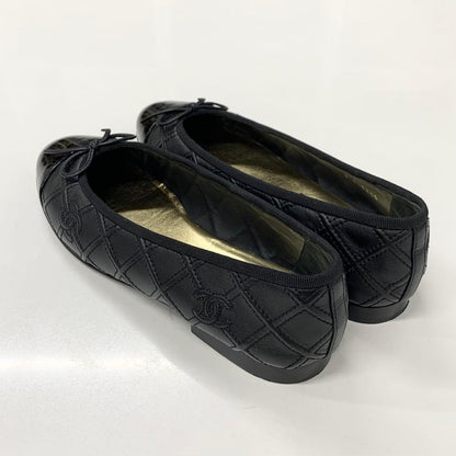 Chanel CC Logo Quilted Leather Patent Ribbon Ballet Shoes — view 4