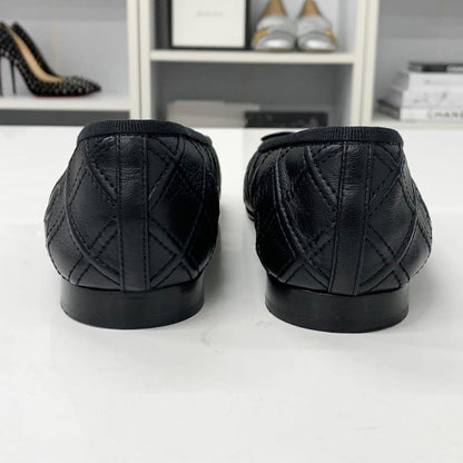 Chanel CC Logo Quilted Leather Patent Ribbon Ballet Shoes — view 5