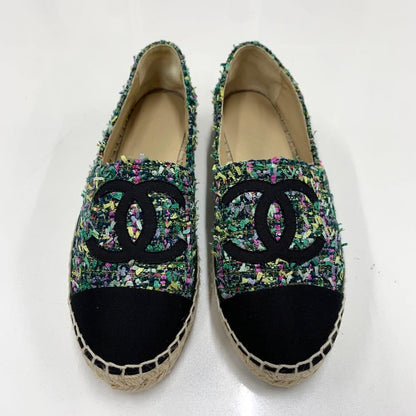 Chanel Fabric Cocomark Espadrille Flat Shoes