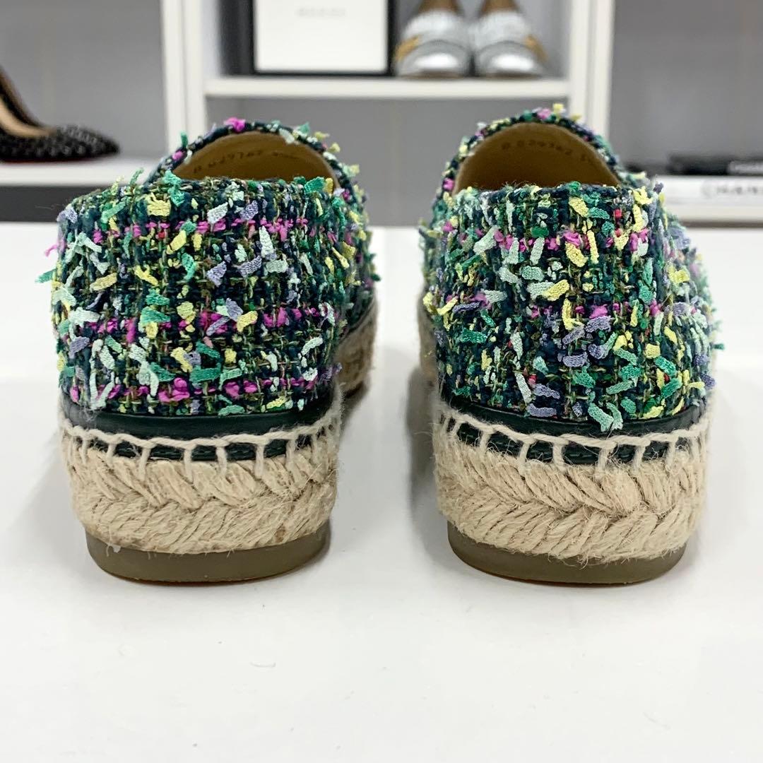 Chanel Fabric Cocomark Espadrille Flat Shoes