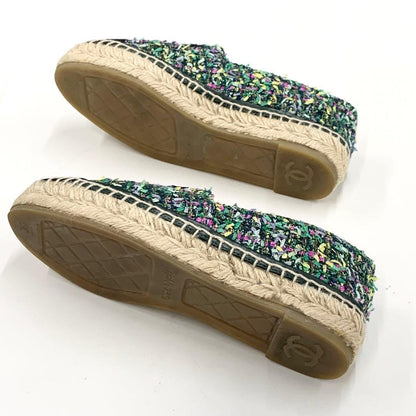 Chanel Fabric Cocomark Espadrille Flat Shoes