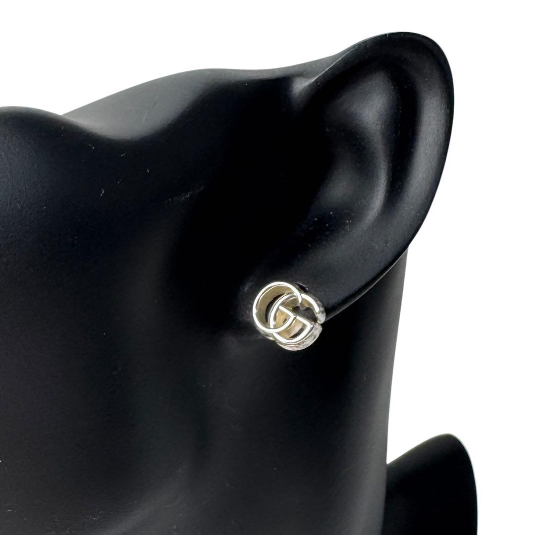 Gucci Single Studded Earrings Double Logo Silver