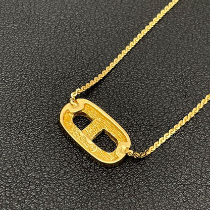 Dior CD Logo Necklace Line Stone Gold CD — view 3