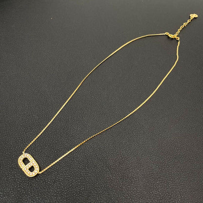 Dior CD Logo Necklace Line Stone Gold CD — view 4