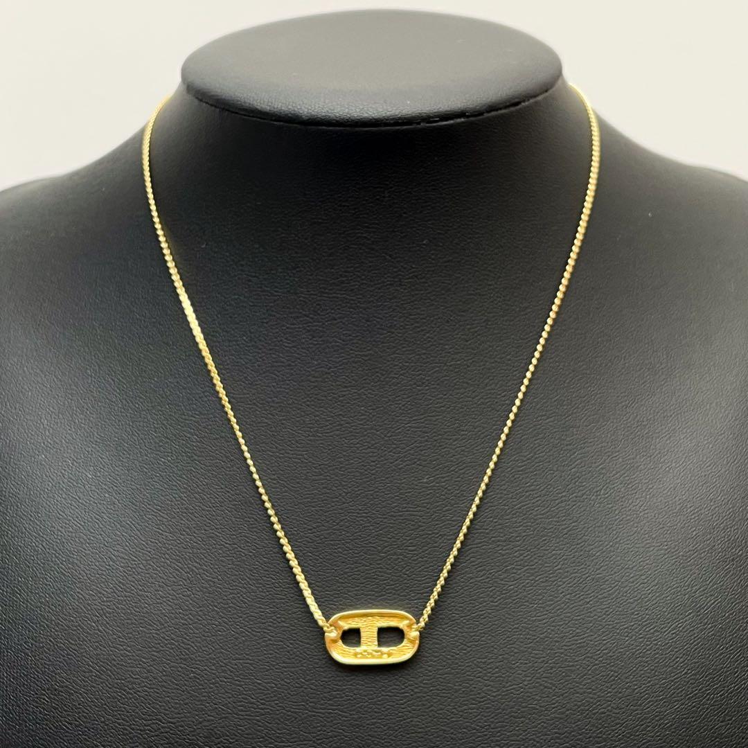Dior CD Logo Necklace Line Stone Gold CD — view 7