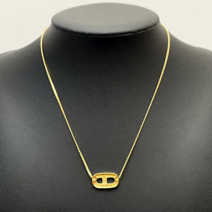 Dior CD Logo Necklace Line Stone Gold CD — view 7