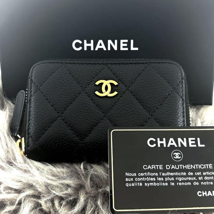 Chanel Wallet Quilted Caviar Round Zip Coin Purse — view 3