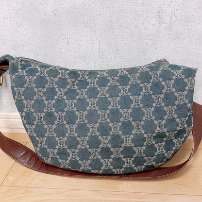 Celine Paris Macadam Denim Shoulder Bag Triomphe Hobo — view 2