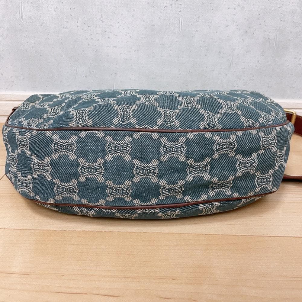 Celine Paris Macadam Denim Shoulder Bag Triomphe Hobo — view 3