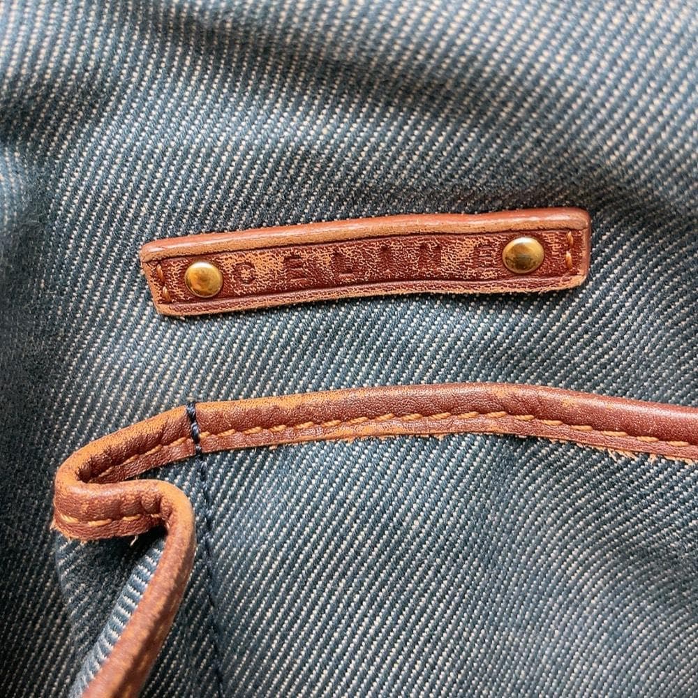 Celine Paris Macadam Denim Shoulder Bag Triomphe Hobo — view 8
