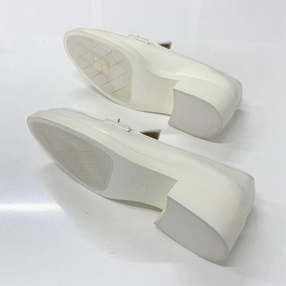 Chanel Coco Mark Leather Loafers White