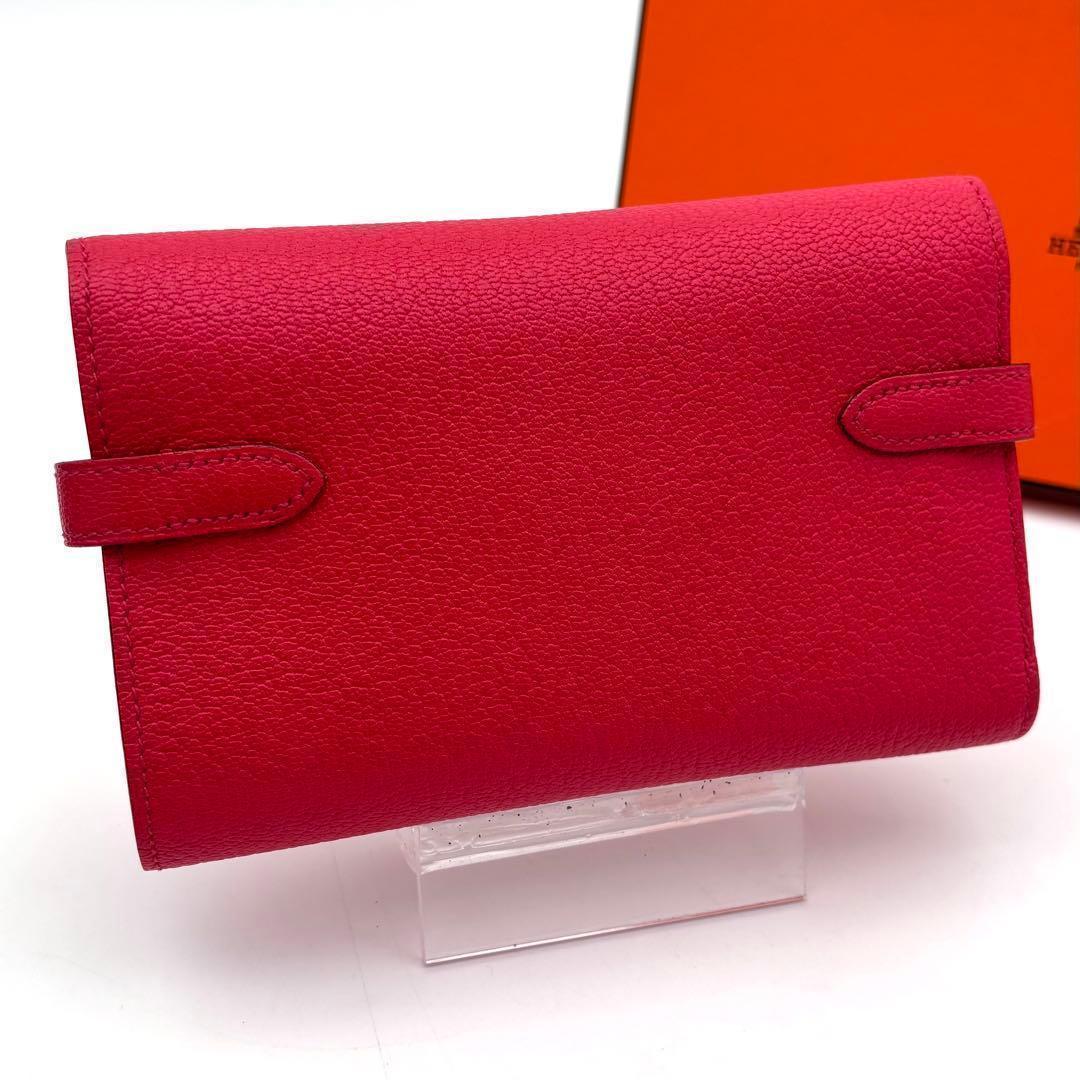 Hermes Kelly Wallet Medium Pink Chevre Mysore — view 2