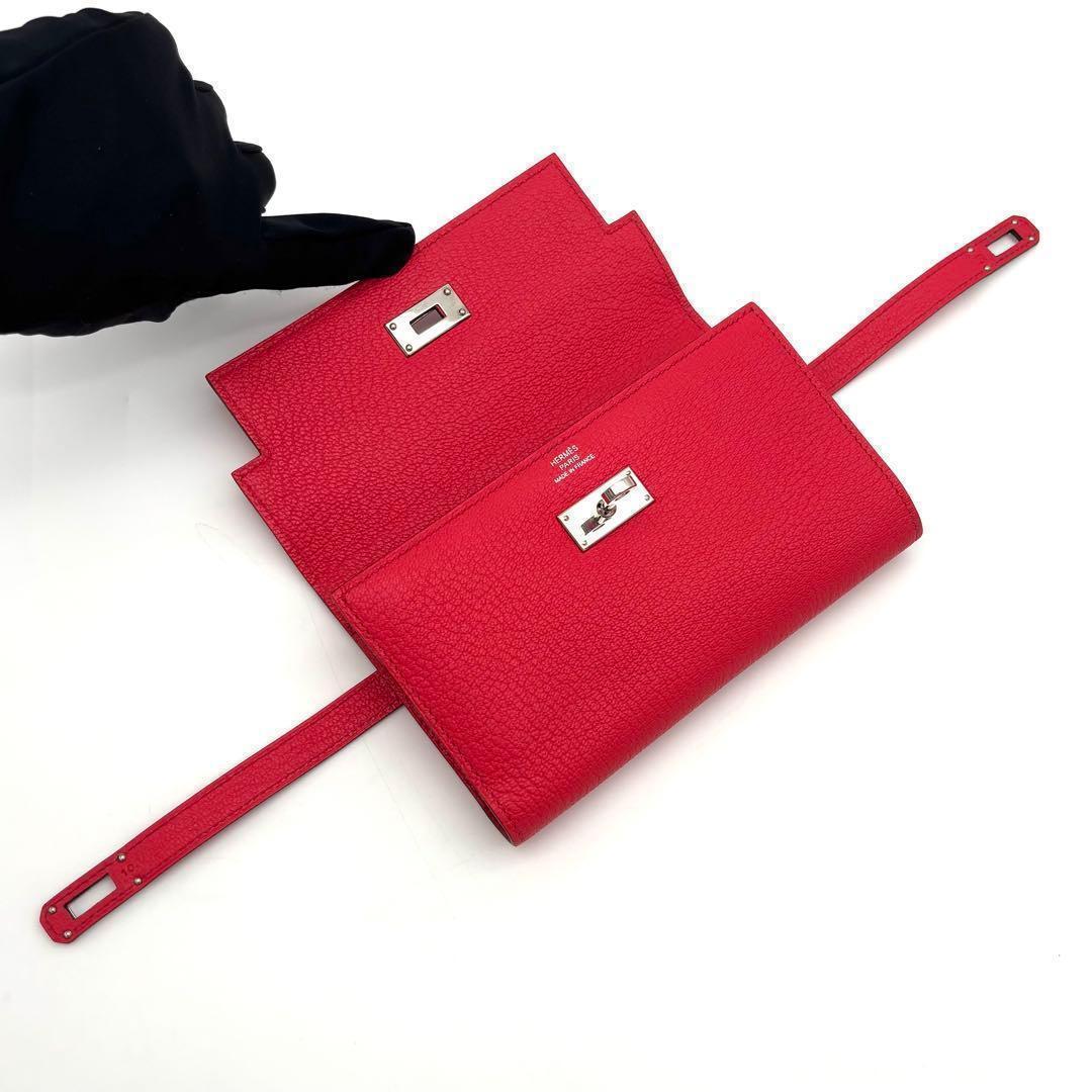 Hermes Kelly Wallet Medium Pink Chevre Mysore — view 3