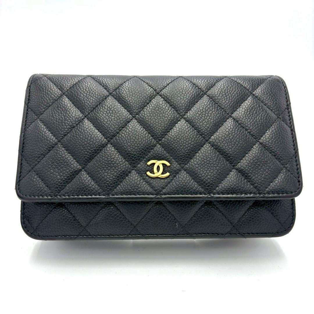 Chanel Quilted Chain Wallet Caviar Leather — view 2