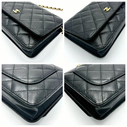 Chanel Quilted Chain Wallet Caviar Leather — view 4