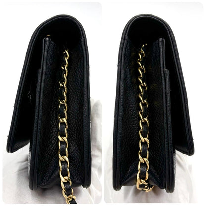Chanel Quilted Chain Wallet Caviar Leather — view 5