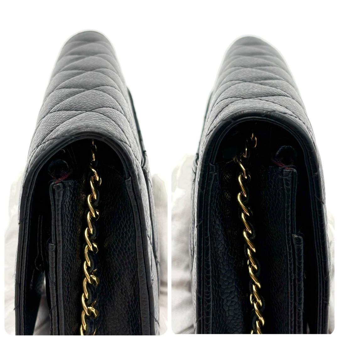 Chanel Quilted Chain Wallet Caviar Leather — view 6