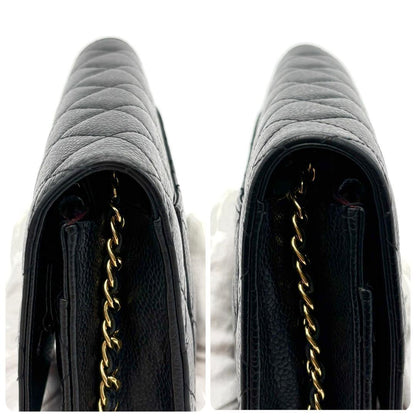Chanel Quilted Chain Wallet Caviar Leather — view 6