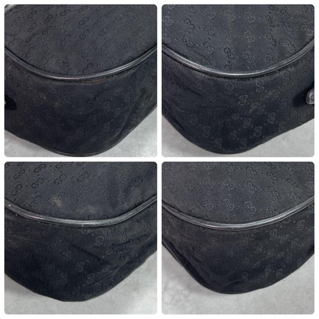 Gucci GG Shoulder Bag Black Leather Gold Logo — view 8