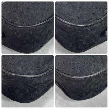 Gucci GG Shoulder Bag Black Leather Gold Logo — view 8