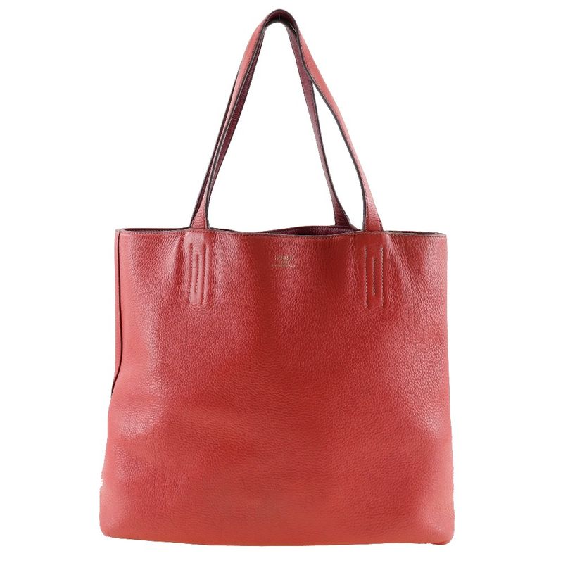 Hermes Double Sens 45 Reversible Taurillon Clemence Bougainvillea Women's Tote