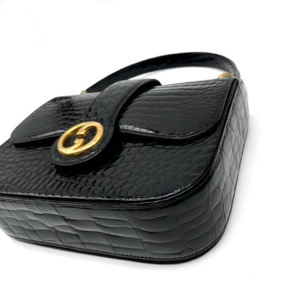 Gucci Croco Logo Push Lock Hand Bag
