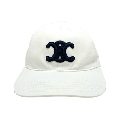 Celine Cap Hat Cotton White Navy Logo Triomphe Baseball
