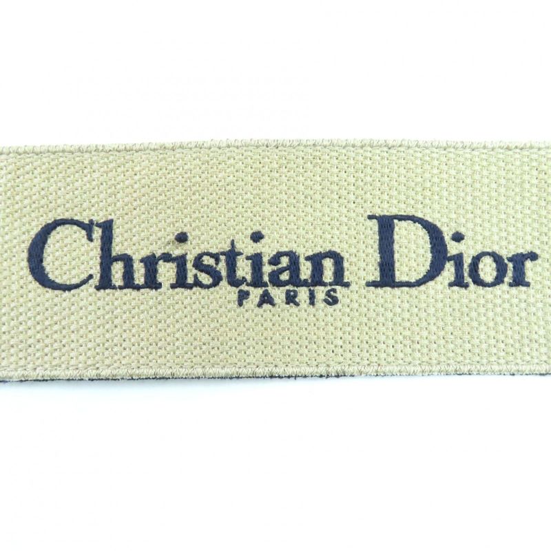 Christian DIOR 50-ma-0220 Embroidery Logo Canvas Belt Indigo Blue With Box And