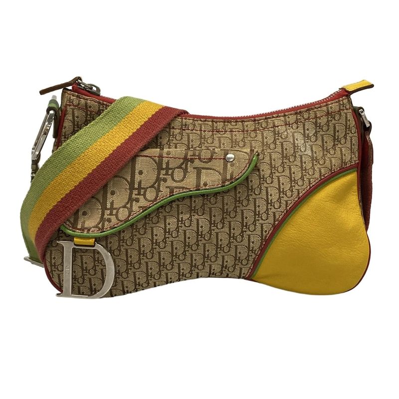 Dior/christian Dior Shoulder Bag Rasta Beige X Yellow X Multi Leather
