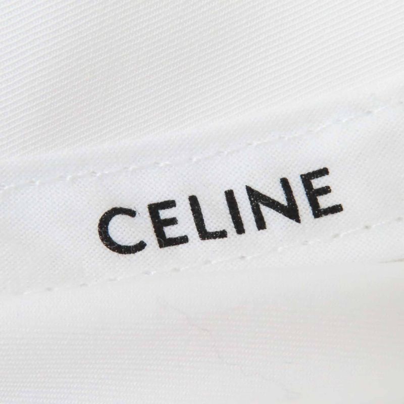 Celine 2aun1969p Initials Sequins Baseball Cap Hat Cotton White Black Gold